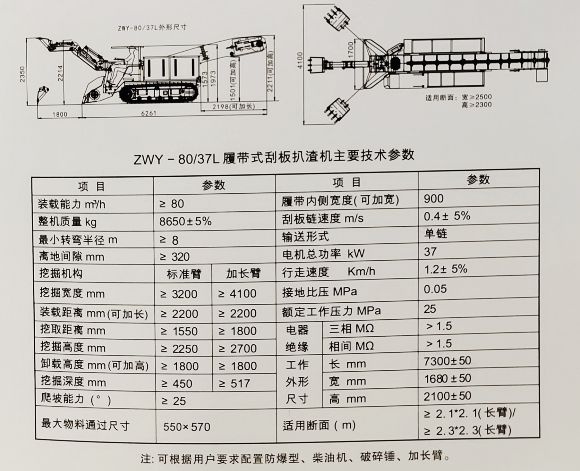 ZWY-80/37L履带式刮板扒渣机参数配置及图片展示